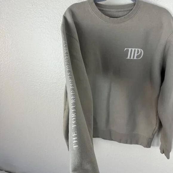 Taylor Swift Crew The Tortured Poets Department Crew Neck L Oversized Neutral - Picture 3 of 6